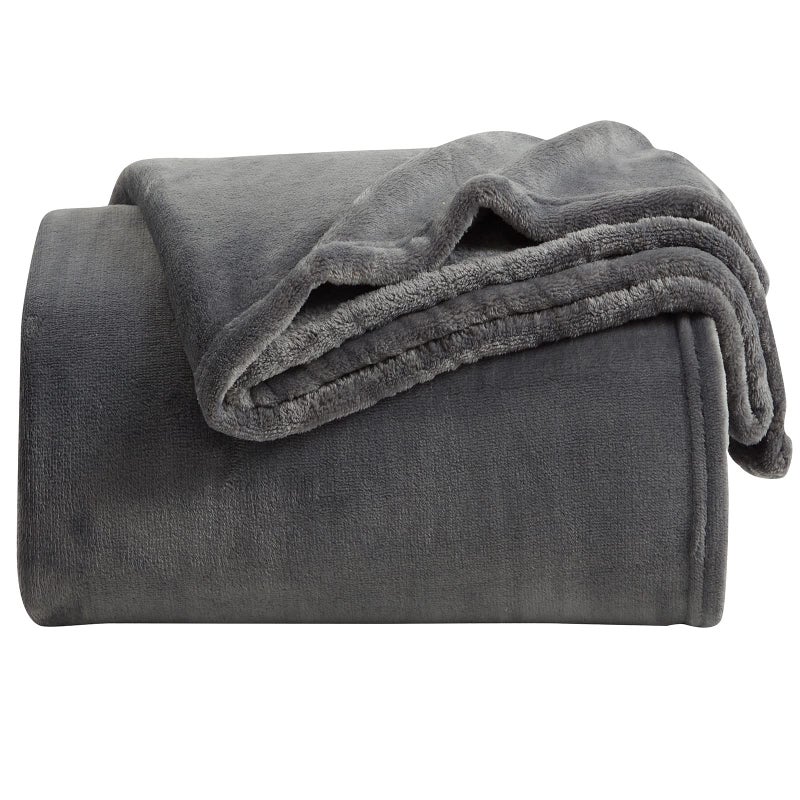KMUSET Fleece Blanket Twin Size Dark Grey Lightweight Throw Blanket Super Soft Cozy Microfiber Blanket Factory Shop - Image 2